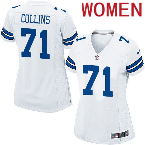 Women Dallas Cowboys 71 Lael Collins Nike White Team Game NFL Jersey